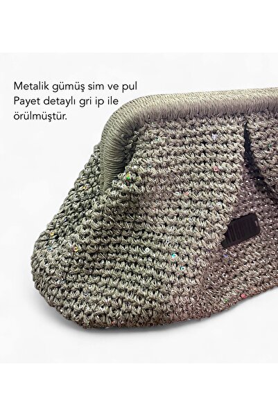 Nuggita Handmade Crafts Raffia Scholarship Bag - Silvery Gray