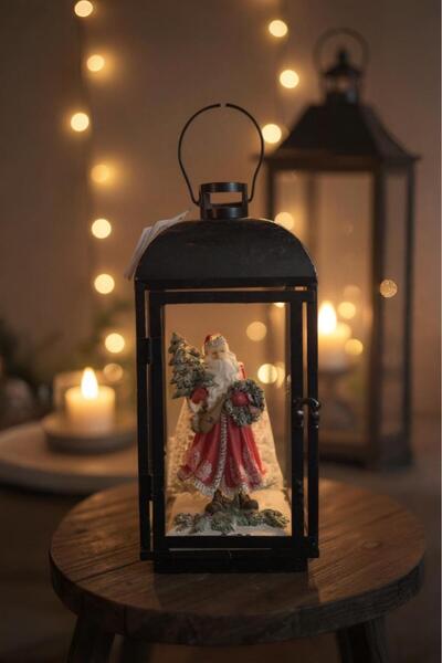 PARTİ SEPETİ Yılbaşı Figürlü Siyah Renkli Gece fENERİ Lambası