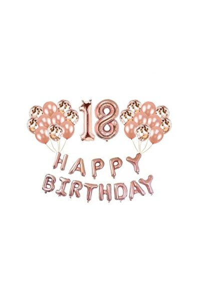 Picodino HAPPY BIRTHDAY balloon set, 18 years, Rose Gold, 41 pieces -