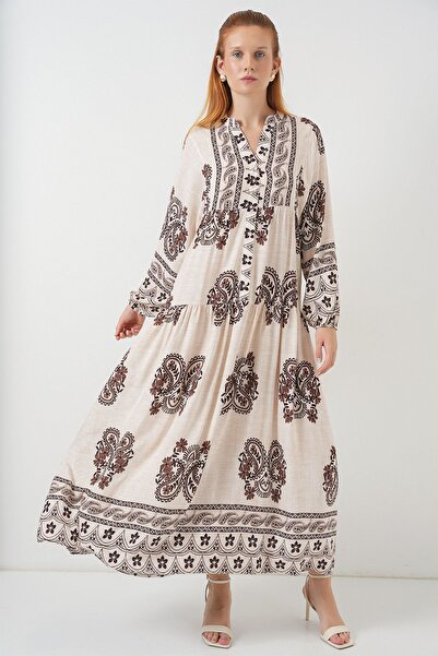 Hiccup Φόρεμα μάξι με μοτίβο με λαιμόκοψη σε σχήμα V με κουμπιά BDART