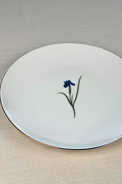 tabakevi Tabak Evi Porcelain Natura Iris Gold Gilded Serving Plate 24.50cm Set of 6