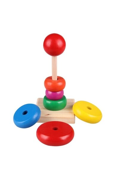 wood toys Παιχνίδι Montessori Πολύχρωμη Πυραμίδα