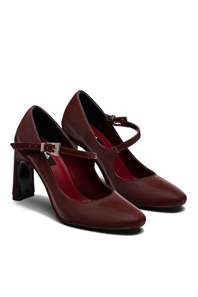 Dedos Burgundy Platform High Heel Strappy Buckle Women's Evening Dress Shoes 3110