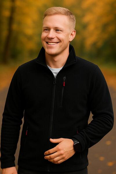 Sobe Hediyelik Men's Fleece Cardigan Stand Collar Black Zippered – Outdoor an...