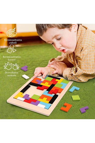 OEM Tangram Tetris Wooden Montessori Puzzle, Wood, 40 Pieces