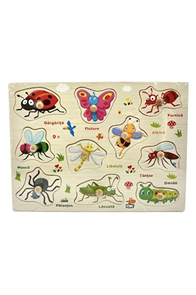 OEM Puzzle Incastru din lemn cu Insecte, 10 piese