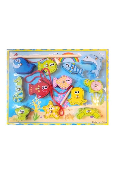 edu bebe Jucărie de pescuit din lemn cu magnet și undiță, Animale marine, eduBEBE, M1-48