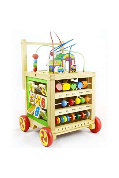 Picodino Cub Lemn Antepremergator inaltime ajustabila, 8 in 1 diverse activitati, ceas, abac, circuit, labiri