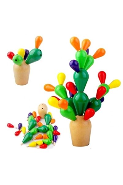 OEM Interactive Wooden Cactus Toy for Construction and Balance