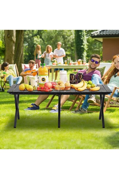 GO2CAMPS Foldable Roll-Up Camping Table with Carry Bag [120 x 120 x 45 cm] Durable, Lightweight Port