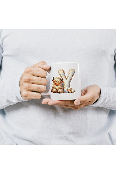 Kupa Letter Y Design Cup, Cute Animal Themed Letter Cup