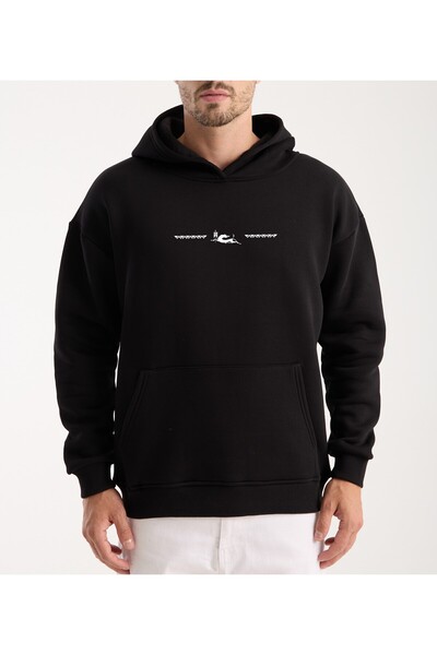 VEK Hanorac oversize cu glugă Kurt cu model tradițional