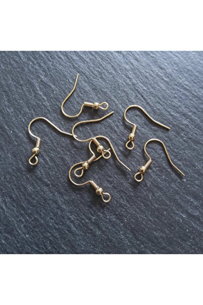 FlowerAksesuar 20 Adet - Çelik Küpe Kancası, Çelik Küpe Klipsi, Çelik Takı Malzemesi Gold (Kararmaz)