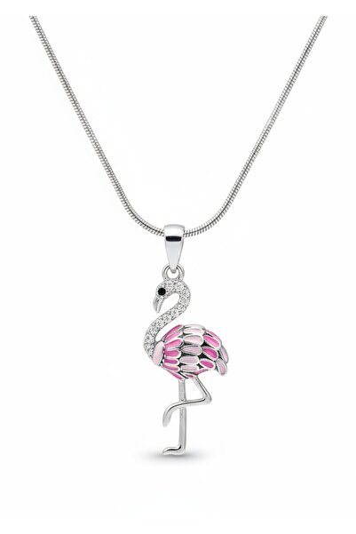 bonbela Flamingo Kolye - Kadın Kararmaz Kolye - Pembe Flamingo - Gold & Silver Renk Seçeneği