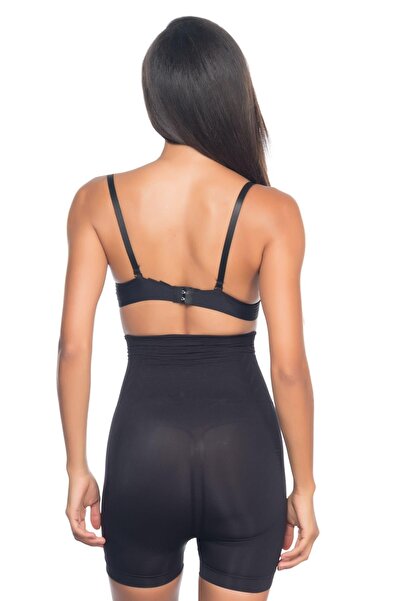 Emay Black High Waist Patterned Double Short Leg Corset