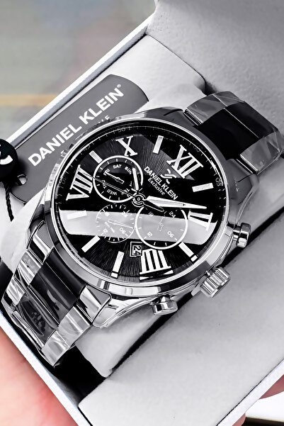 Daniel Klein Exclusive Men's Wristwatch Waterproof Silver Black Color Steel Band Gift Bracelet Dke2115C9