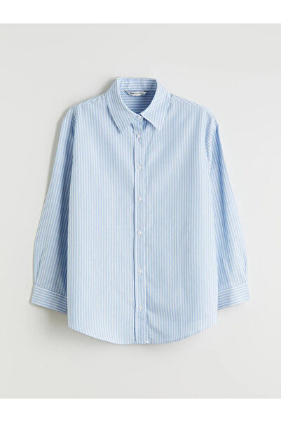 LC Waikiki LCW Modest Lacivert Çizgili Poplin Kadın Gömlek Tunik