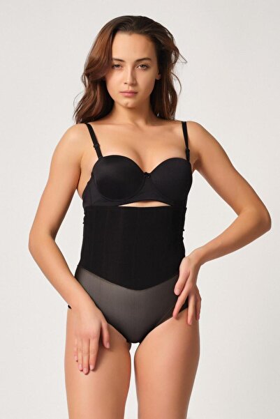 Emay Black Mi 2945 Tulle Slip Laser Corset with Tulle