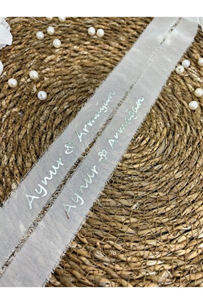 imzatasarım İpek Kurdele Gümüş Baskılı İsimli Söz Nişan Kurdelesi Kenetli Kal...