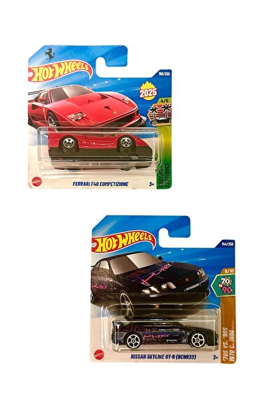 HOT WHEELS Ferrari F40 COMPETIZIONE - Nissan Skyline GT-R (Lacivert Yeni Case !)