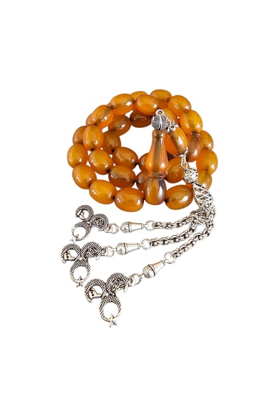 LEBLEBİ TESBİH Ottoman Imitation Large Size Crimped Amber Prayer Beads Lt1397