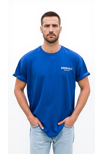 StyleweaR Saks mavisi baskılı t-shirt