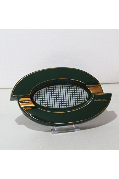 COHİBA Oval Yeşil Gold Detaylı Seramik Tasarım Puro Küllüğü - PKL0170
