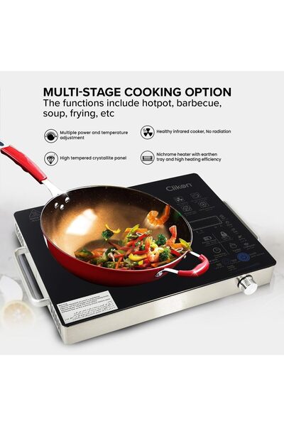 CLIKON – Infrared Cooker, High Tempered Crystallite Panel with Touch Control, Digital Display, Zer
