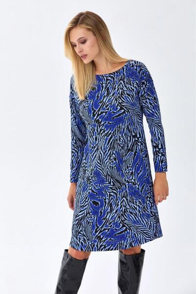 İKİLER Yuvarlak Yaka Uzun Kol Elbise 256-2503