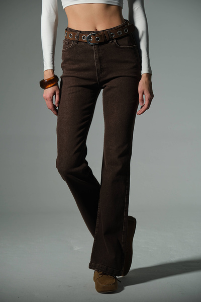 Maule Yüksek bel kot, ispanyol paça esnek denim kumaş kadın fit and Flare jean pantolon @flares