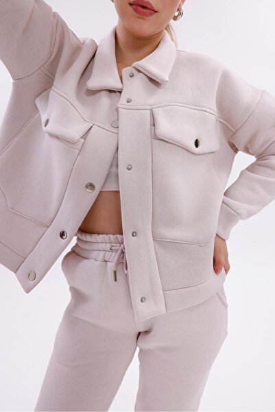 oso moda Snap-Button Pocket Detailed Tracksuit Set