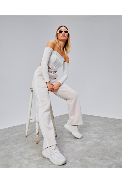 oso moda بنطلون رياضي فضفاض بتفاصيل مخططة