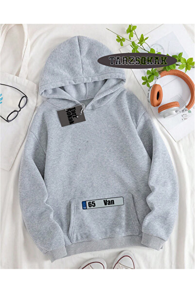 Tarzsokak Hanorac cu glugă gri 65 Van cu design special și detaliu placă