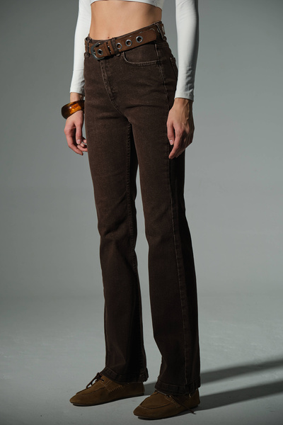 Maule Yüksek bel kot, ispanyol paça esnek denim kumaş kadın fit and Flare jean pantolon @flares