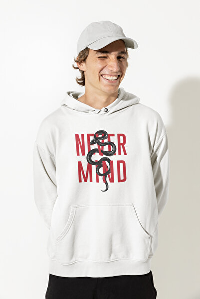 NEVERMIND oversized Unisex Hoodie – με τύπωμα Φούτερ με σχέδιο φιδιού με κουκούλα