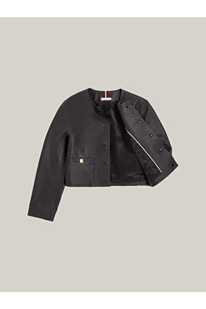 Tommy Hilfiger Women's Cropped Leather Jacket