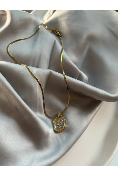 stainles steel Harfli kolye