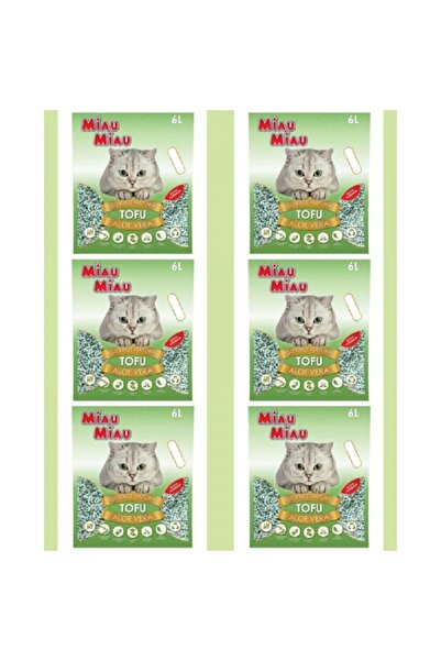 MIAU MIAU Pachet 6 x Nisip pentru pisici Tofu ALOE VERA 6 L