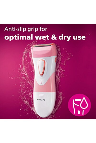 Philips Beauty SatinShave Essential Women's Wet & Dry Electric Shaver for Legs, Cordless, Pink and W