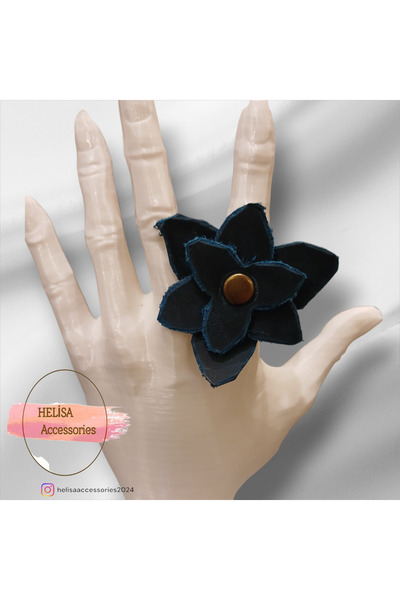HELİSA ACCESSORİES خاتم أزرق بتصميم جلد طبيعي مميز