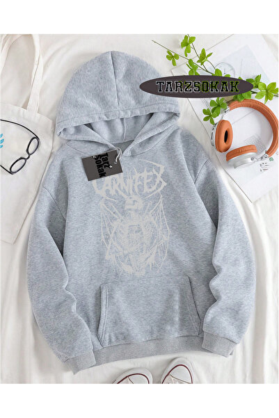 Tarzsokak Hanorac cu glugă gri Carnifex cu design special