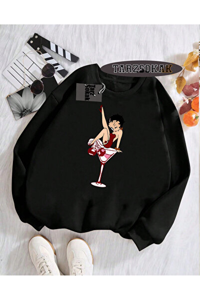 Tarzsokak Hanorac cu guler rotund negru Betty Boop Design special