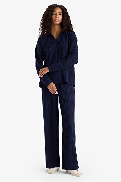 DeFacto Wide Leg Fitilli Kaşkorse Beli Lastikli Pantolon F1012AX25AU