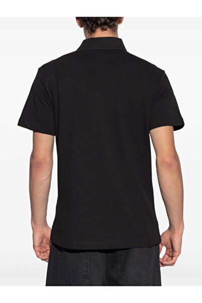 Versace Men's Regular Fit Cotton Logo Embroidered Short Sleeve Black Polo Neck T-Shirt 79Gagt06Cj01T-899