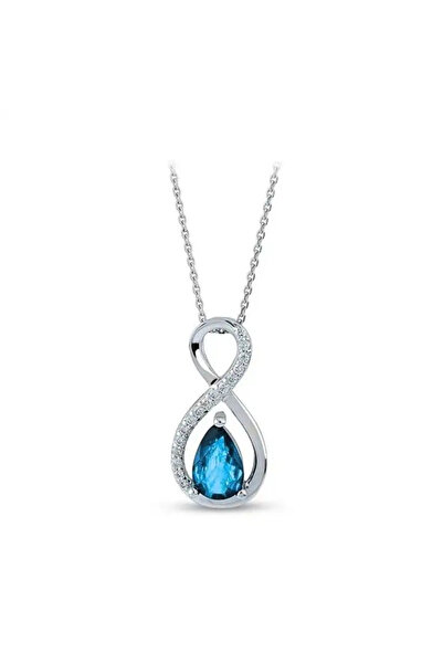 Pırlandia 0,35 Karat Pırlanta Blue Topaz Sonsuzluk Kolye