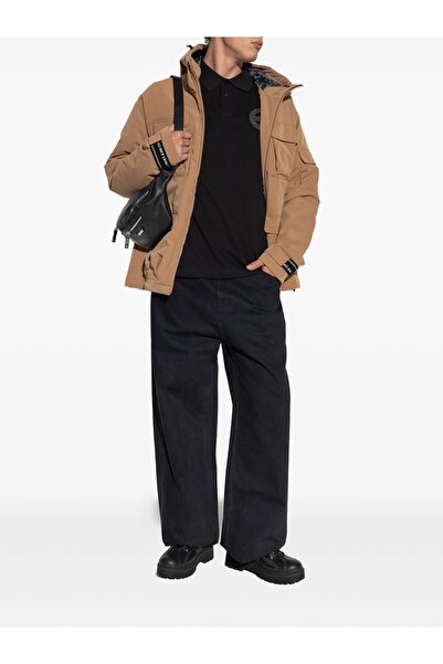 Versace Men's Regular Fit Cotton Logo Embroidered Short Sleeve Black Polo Neck T-Shirt 79Gagt06Cj01T-899