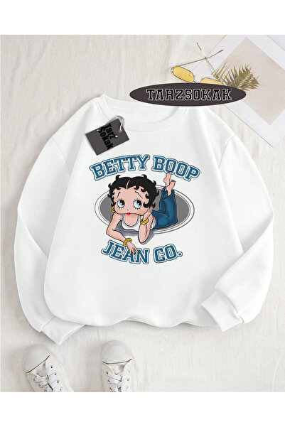 Tarzsokak Hanorac cu guler rotund, alb, Betty Boop, design special