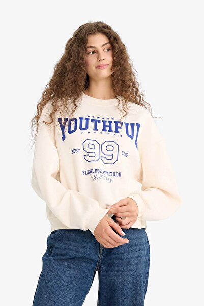 DeFacto Regular Fit Crew Neck Printed Sweatshirt E9502Ax25Wn