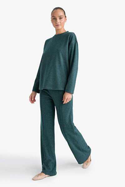 DeFacto Straight Fit Beli Lastikli Geniş Paça Pantolon F1016AX25AU