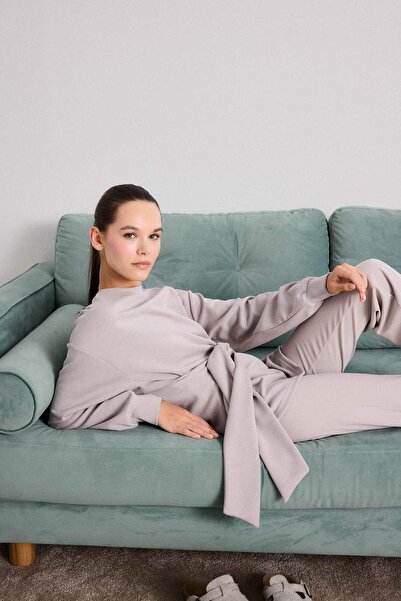 DeFacto Modal Kuşaklı Sweatshirt-Fall in Love Loungewear G0004AX25WN